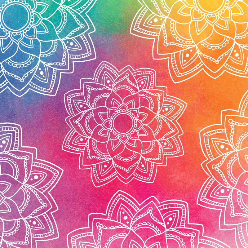 Alfombra vinílica mandala Fondo de color arcoiris mandala - TenVinilo