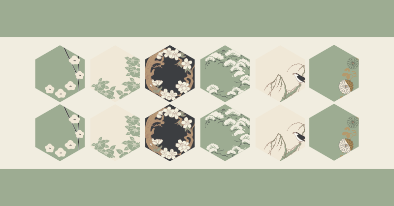 Alfombra vinílica flores hexágonos florales - TenVinilo