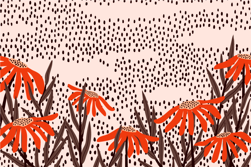 Alfombra vinílica rosa flores y lluvia - TenVinilo