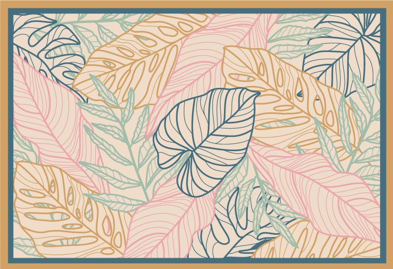 Alfombra vinílica naturaleza patrones tropicales de hojas - TenVinilo