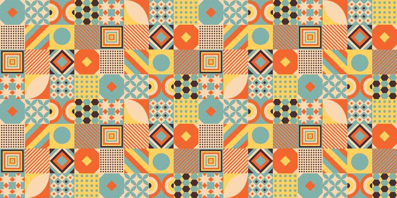 Alfombra vinílica geométrica concepto de mosaico animado - TenVinilo