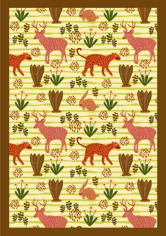 Alfombra vinílica animales patrón de vida salvaje de safari - TenVinilo