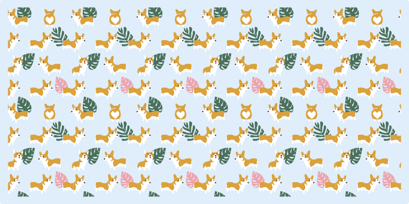 Alfombra vinílica animales monstera y perros - TenVinilo