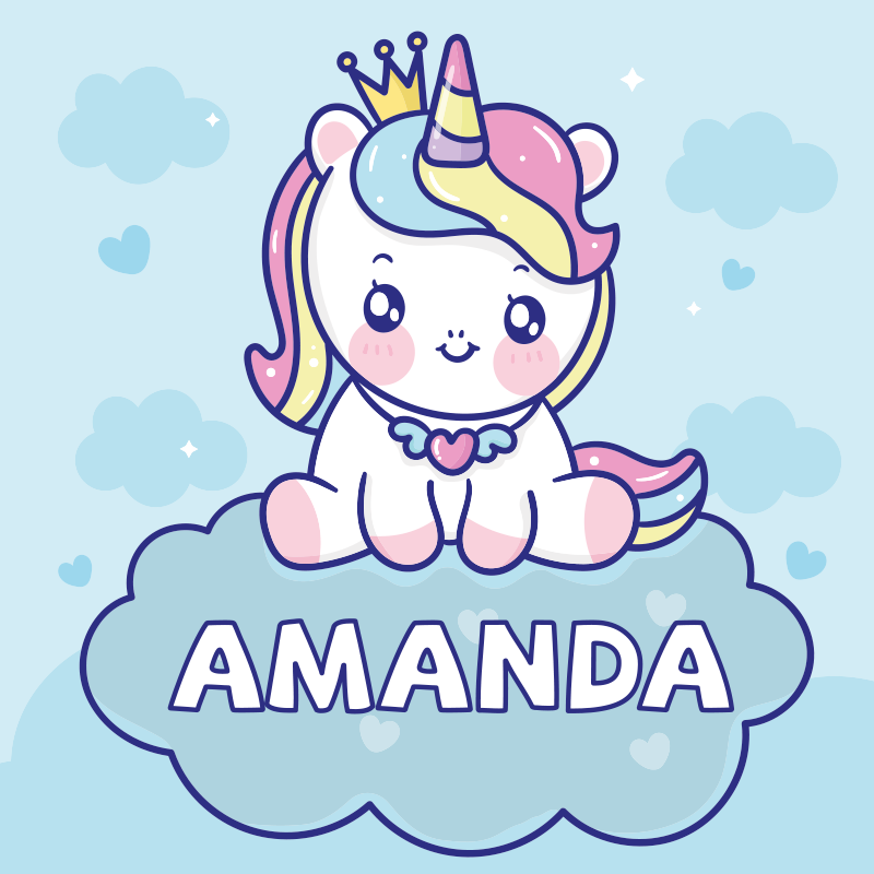 Alfombra vinílica con nombre Lindo bebé unicornio - TenVinilo