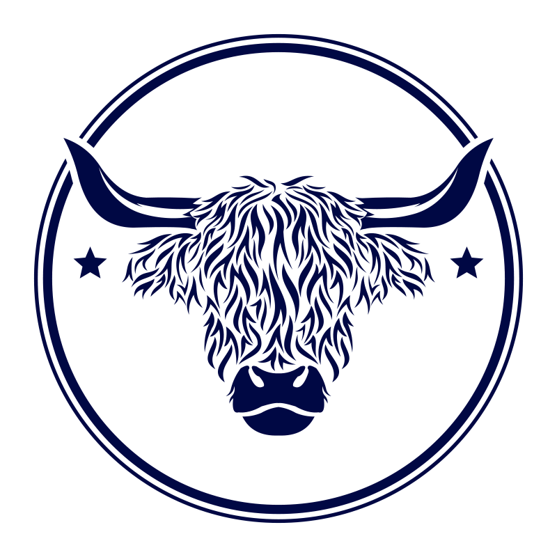 Alfombra vinílica animales emblema de vaca highland - TenVinilo