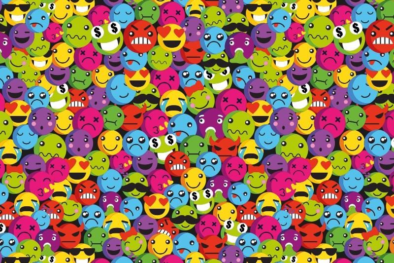 Alfombra vinílica juvenil expresiones emoji coloridas - TenVinilo