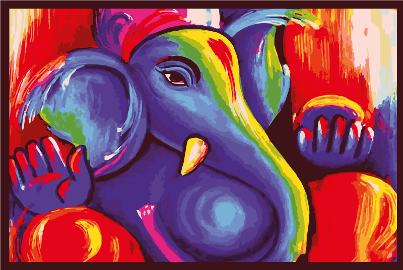 Alfombra vinílica animales arte de elefante colorido - TenVinilo