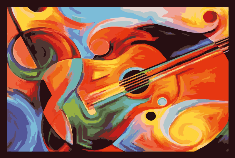 Alfombras vinílicas modernas Guitarra colorida de arte moderno - TenVinilo