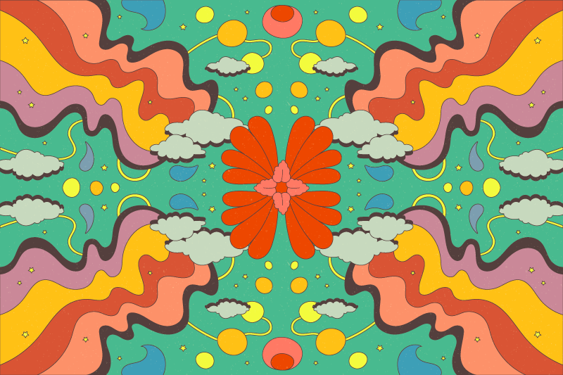 Alfombra vinílica naturaleza ondas florales vibrantes - TenVinilo