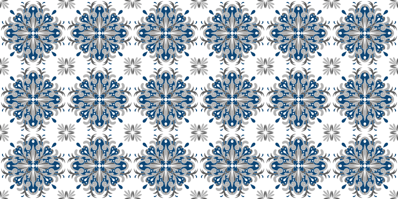 Alfombra vinílica mosaico floral azul elegante - TenVinilo