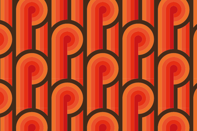 Alfombra vinílica vintage patrones curvos retro - TenVinilo