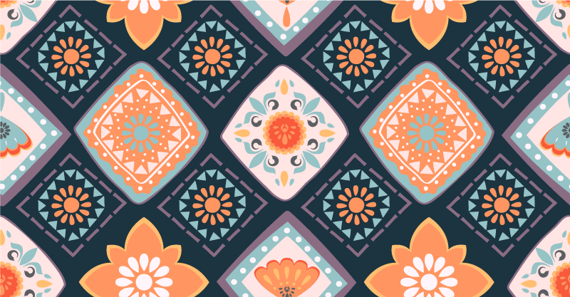 Alfombra vinílica baño azulejos abstractos coloridos - TenVinilo