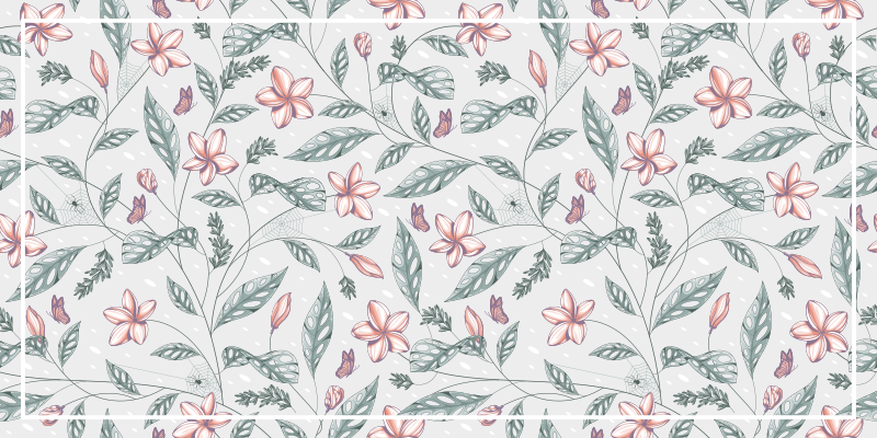 Alfombra vinílica flores patrón de vegetación floral - TenVinilo