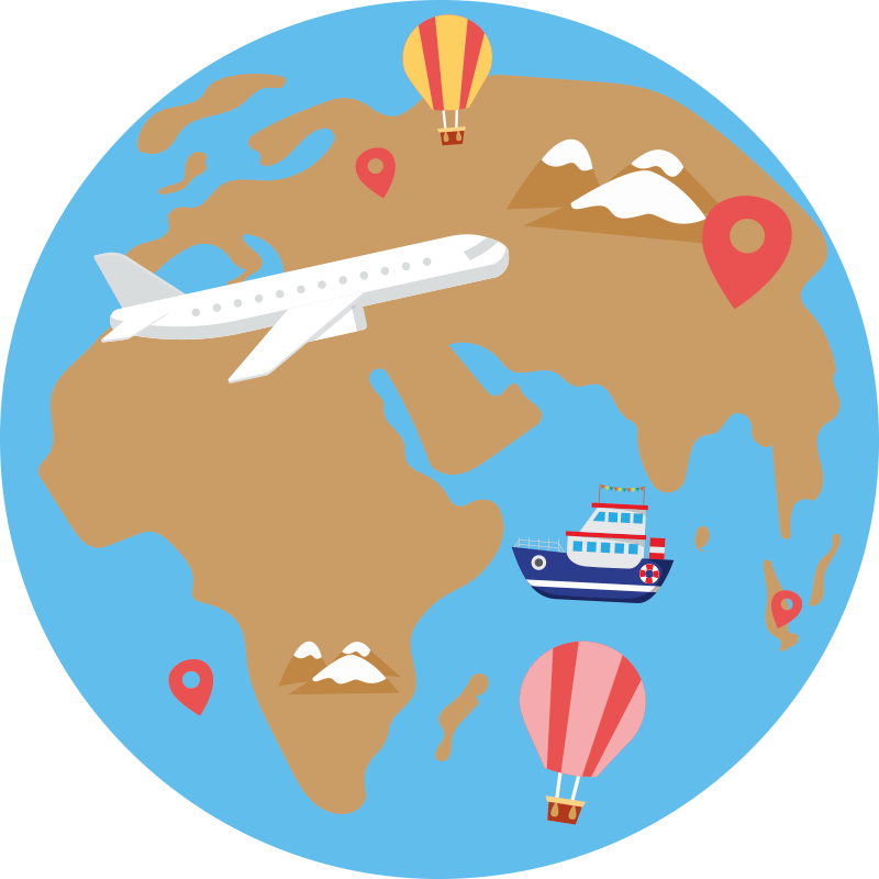 Alfombra de vinilo mapamundi Métodos de transporte - TenVinilo