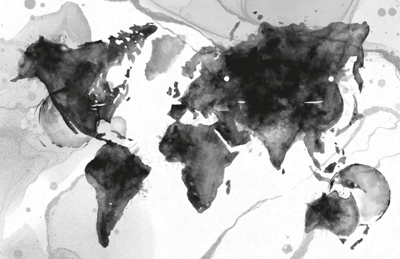 Alfombra de vinilo mapamundi Acuarela negra - TenVinilo