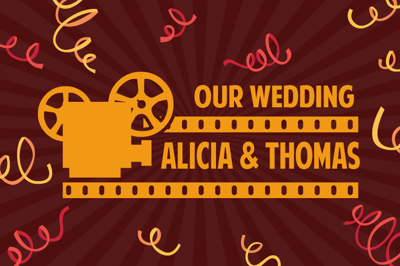 Alfombra vinílica personalizable motivo de boda - TenVinilo