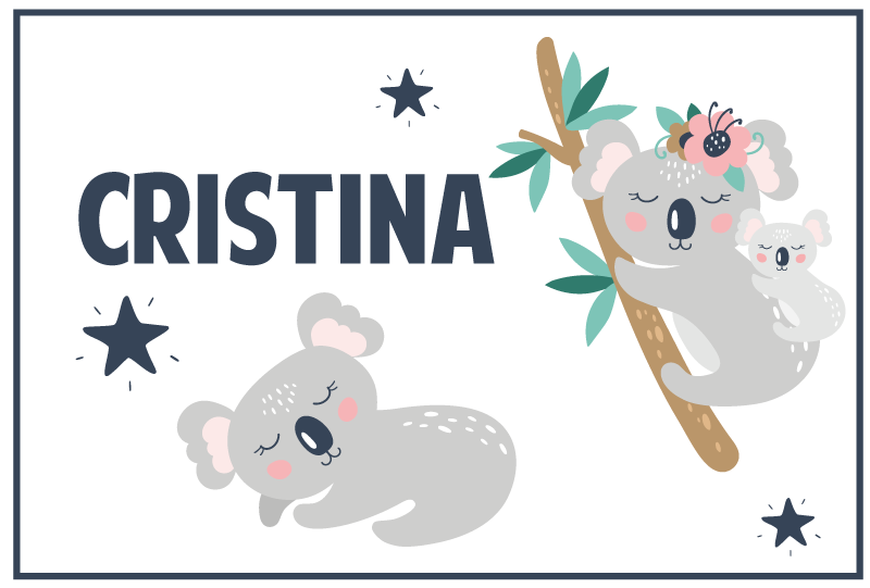 Alfombra vinílica con nombre Dos koalas - TenVinilo