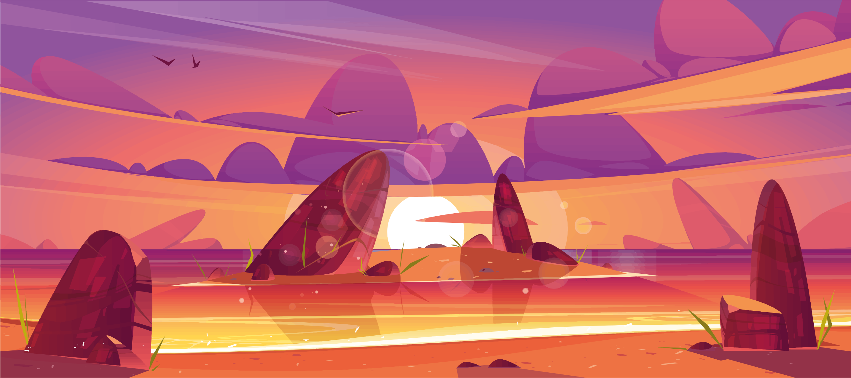 Alfombra de vinilo infantil Playa y mar de dibujos animados - TenVinilo