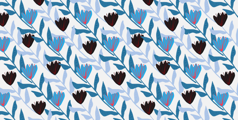 Alfombra vinílica flores arreglo botánico de hojas - TenVinilo