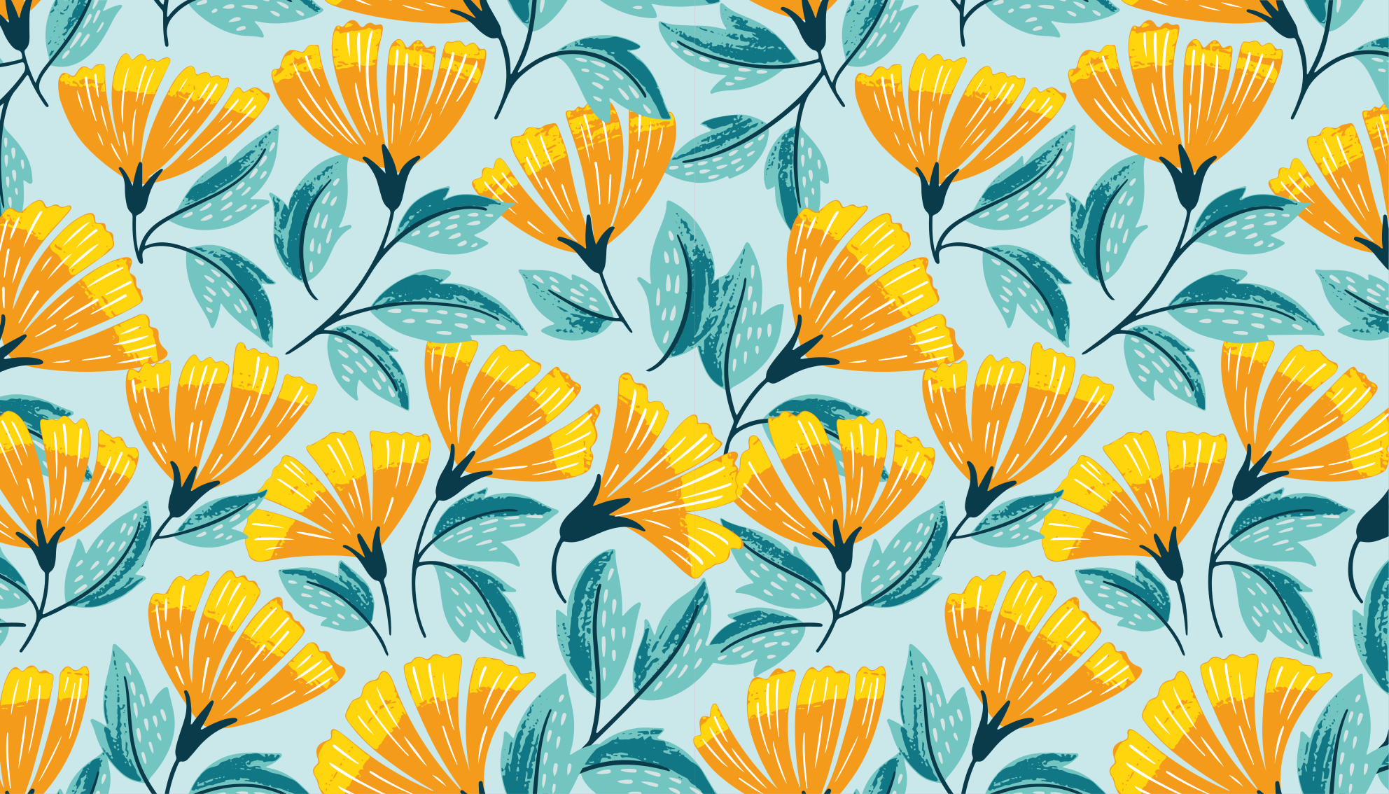 Alfombra vinílica flores Patrón de flor amarilla - TenVinilo