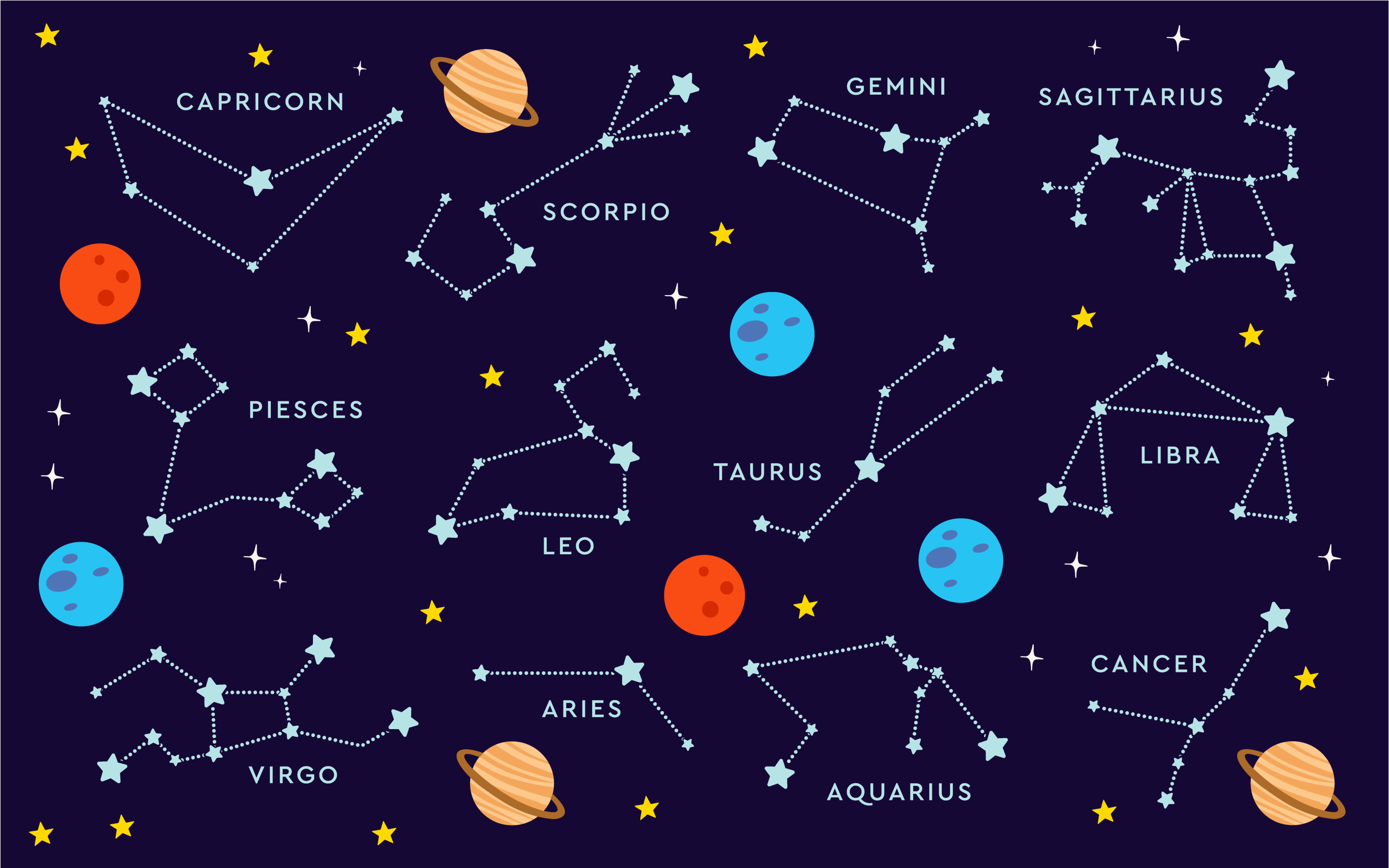 Alfombra vinílica infantil zodíaco celestial - TenVinilo