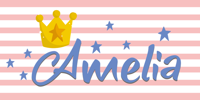 Alfombra vinílica infantil Princesa nombre estrellado con corona - TenVinilo