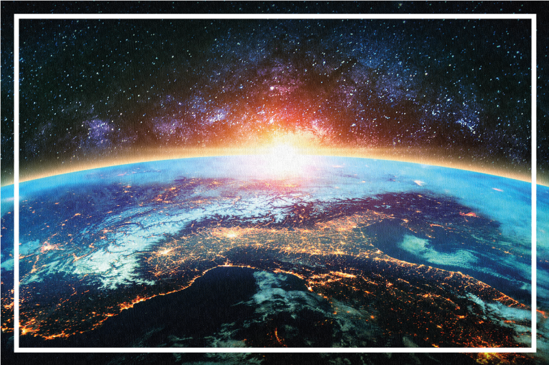 Alfombra vinílica mapamundi vista planetaria - TenVinilo