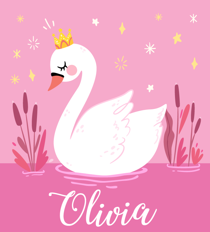 Alfombra vinílica infantil princesa cisne con nombre - TenVinilo