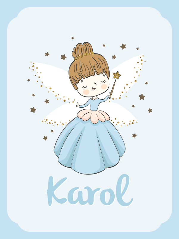 Alfombra vinílica con nombre Lindo vestido azul princesa - TenVinilo