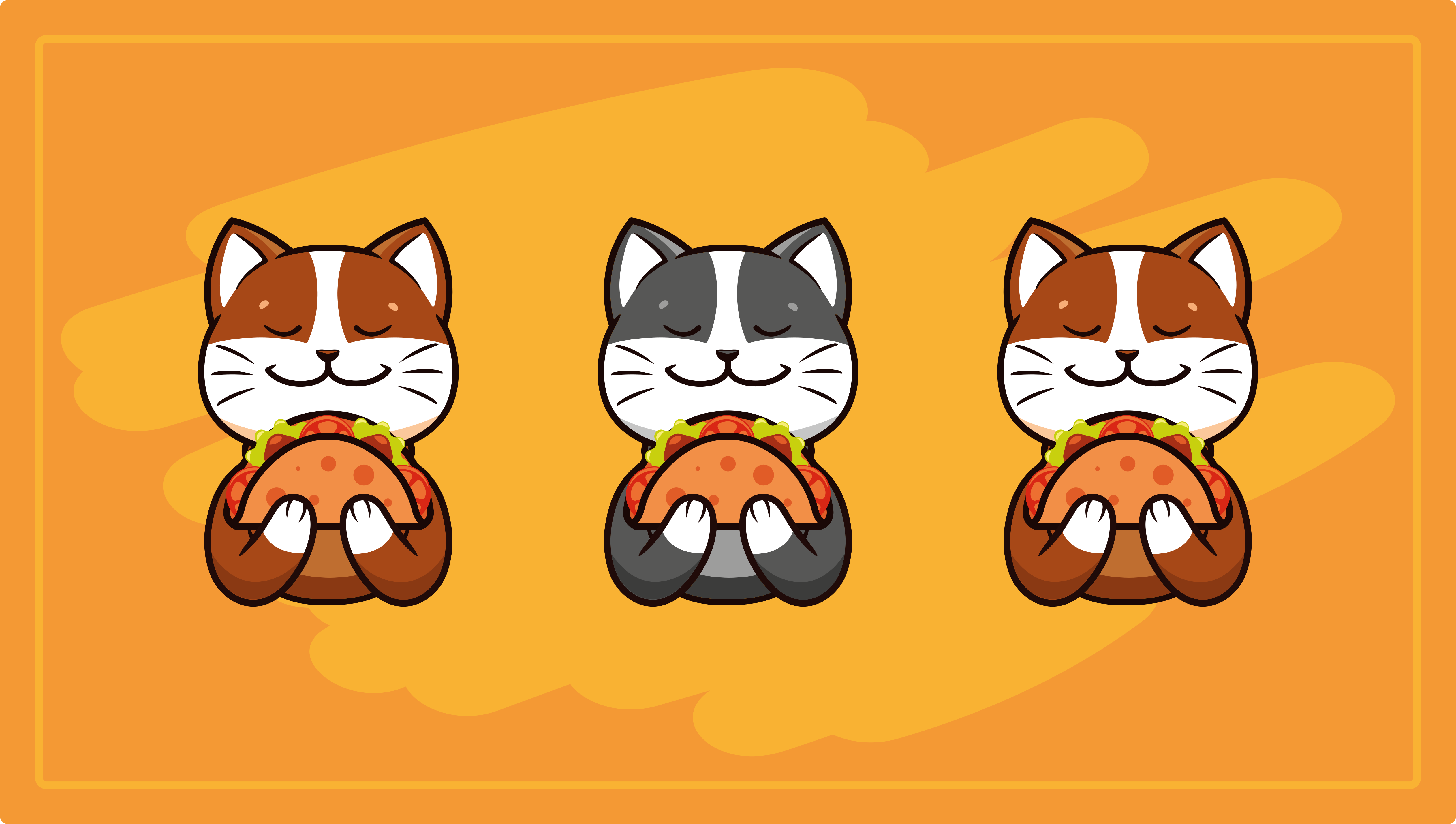 Alfombra vinílica infantil trío de gatos felices - TenVinilo