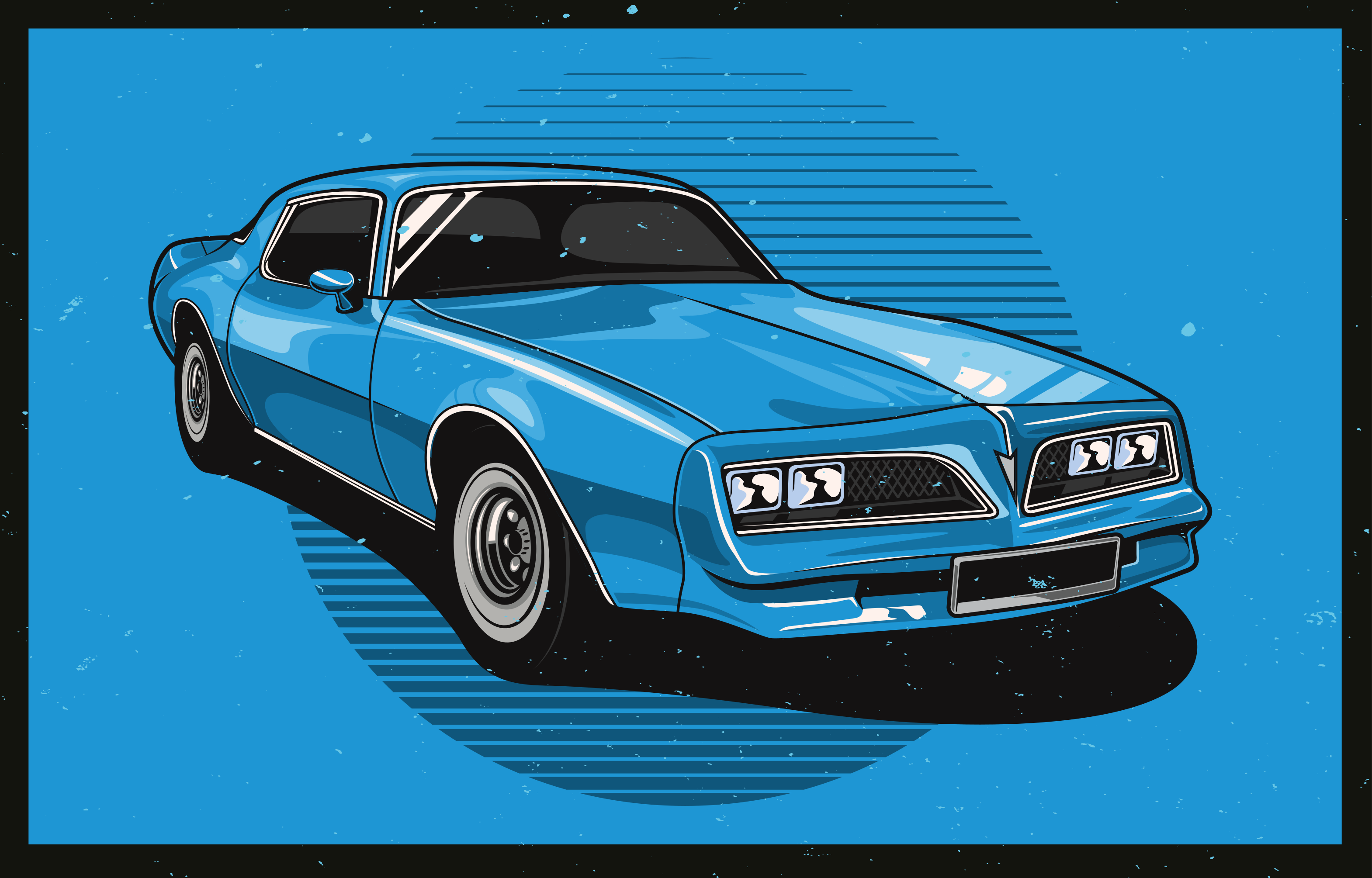 Alfombra vinílica azul coche clásico azul - TenVinilo