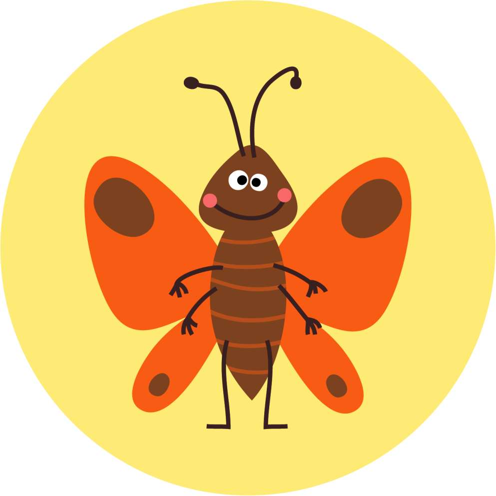 Alfombra vinílica infantil alegre personaje de mariposa - TenVinilo