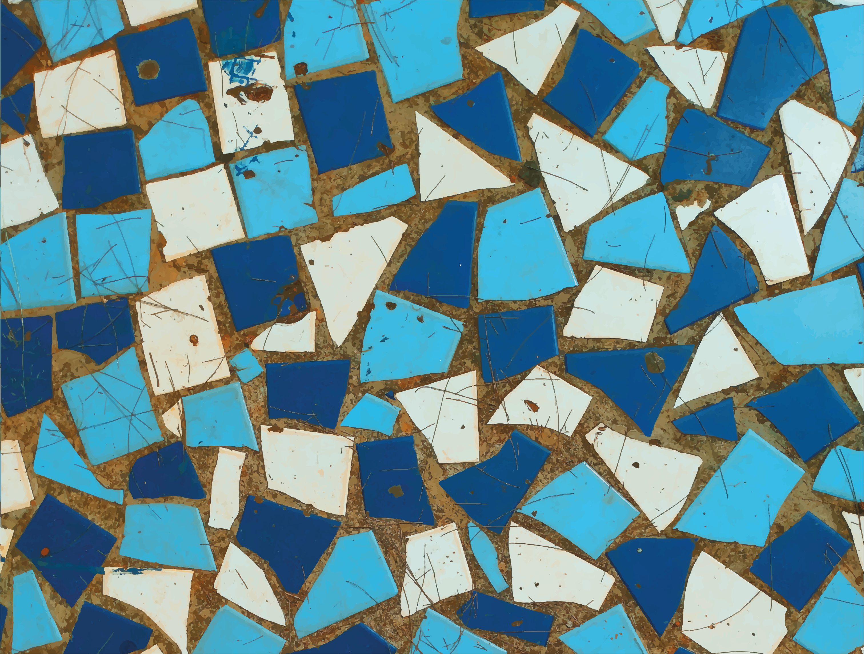 Alfombra vinílica dormitorio Patrón de mosaico azul geométrico - TenVinilo