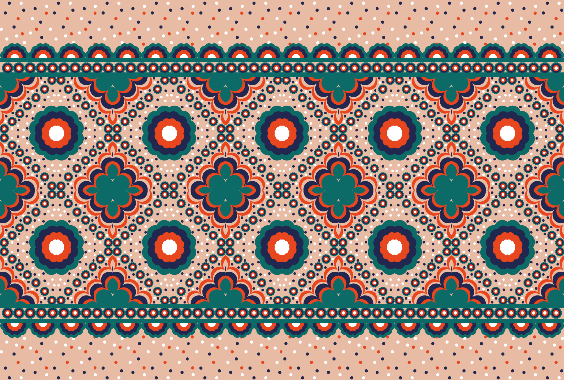 Alfombra vinílica étnica motivo floral llamativo - TenVinilo