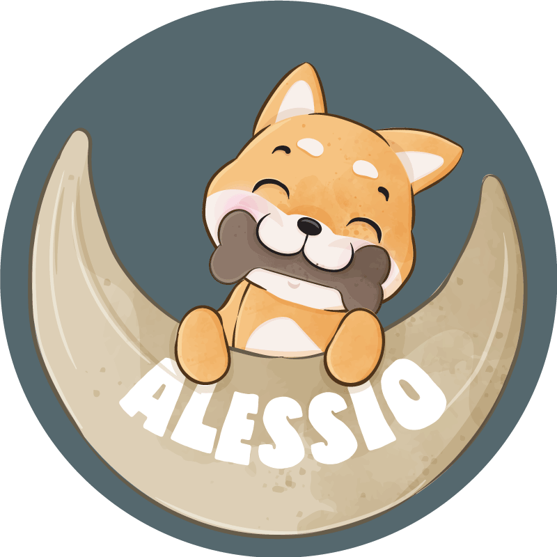 Alfombra vinílica infantil cachorro con hueso y nombre - TenVinilo