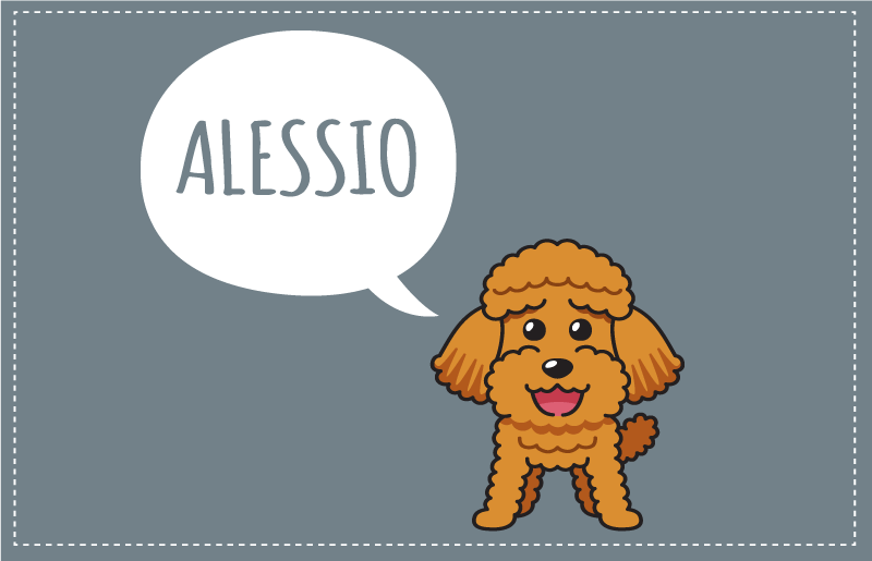 Alfombra vinílica personalizable cachorro caniche feliz - TenVinilo