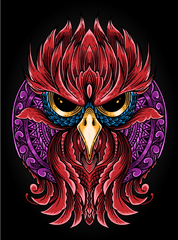 Alfombra vinílica dormitorio Búho mandala rojo - TenVinilo