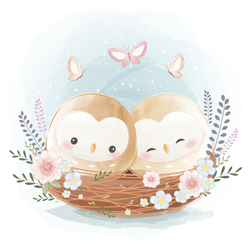 Alfombra vinílica dormitorio nido de búho en pareja - TenVinilo