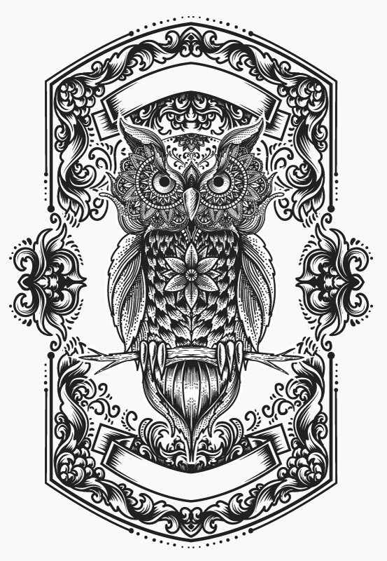 Alfombra vinílica dormitorio Silueta búho negro - TenVinilo