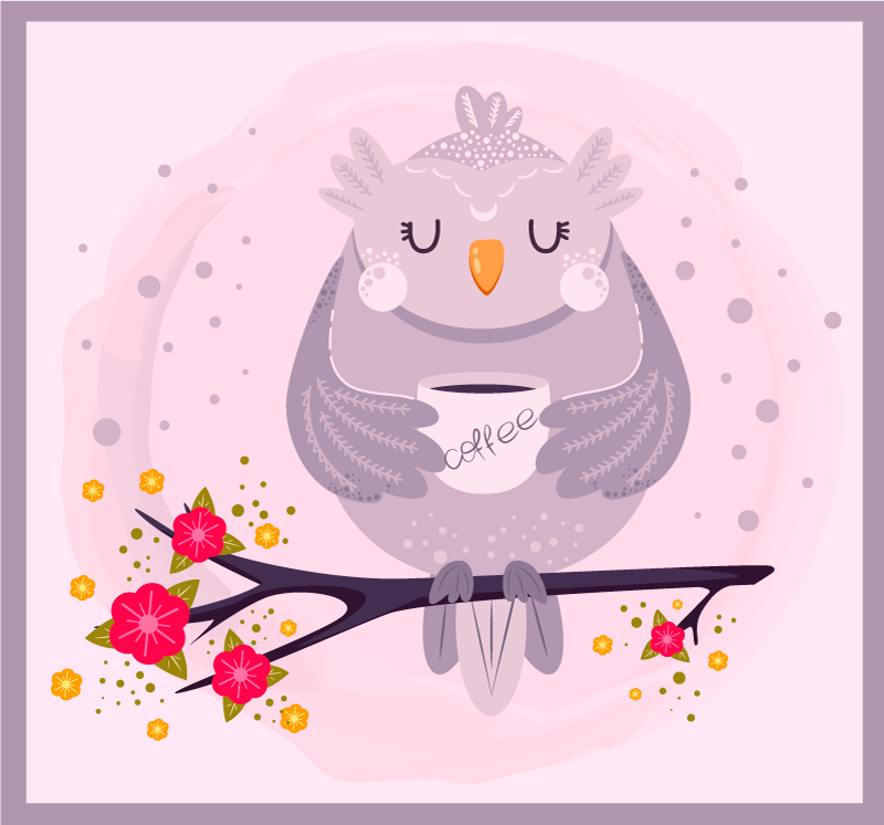 Alfombra vinílica animales gráfico de búho encantador - TenVinilo