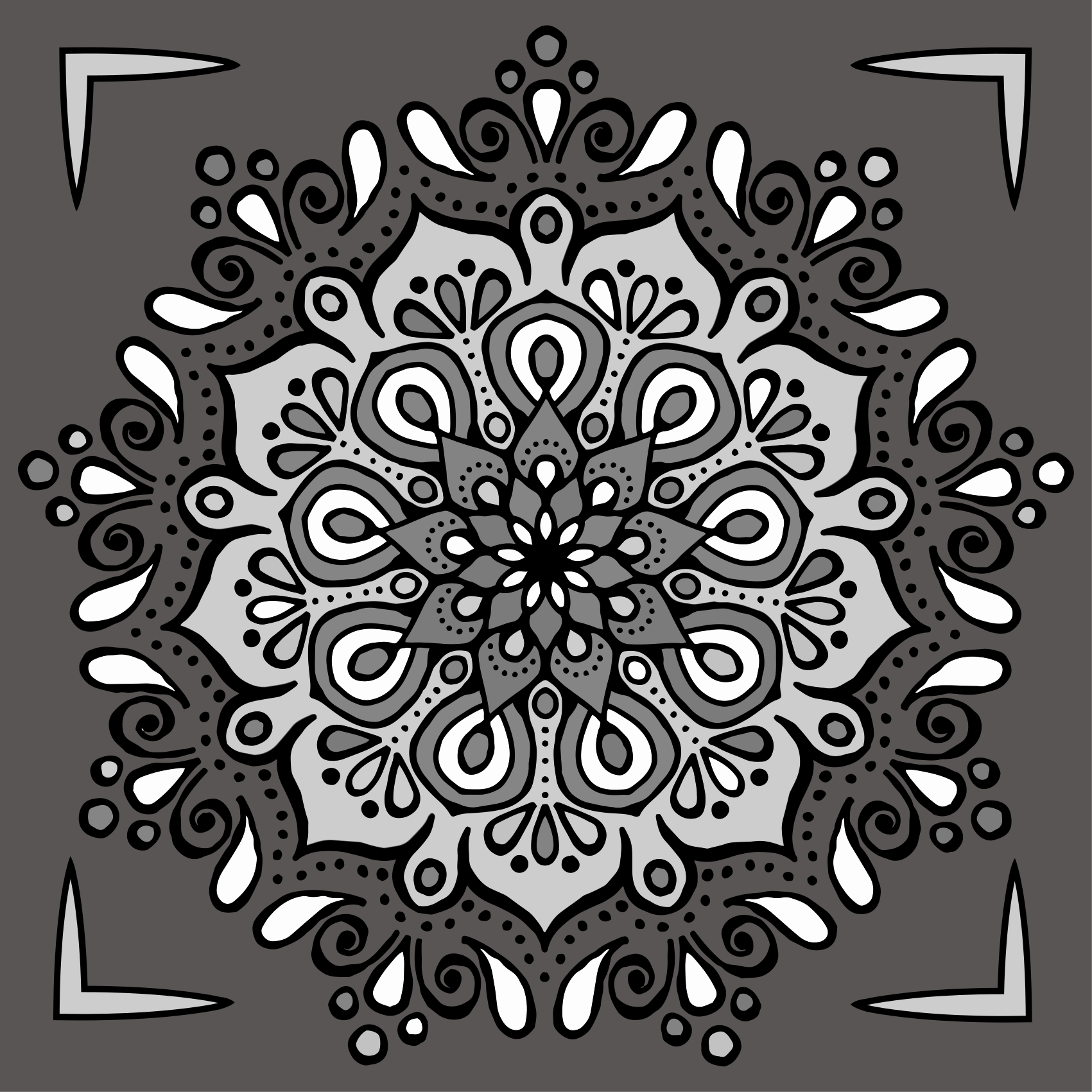 Alfombra vinílica mandala Armónico blanco y negro - TenVinilo