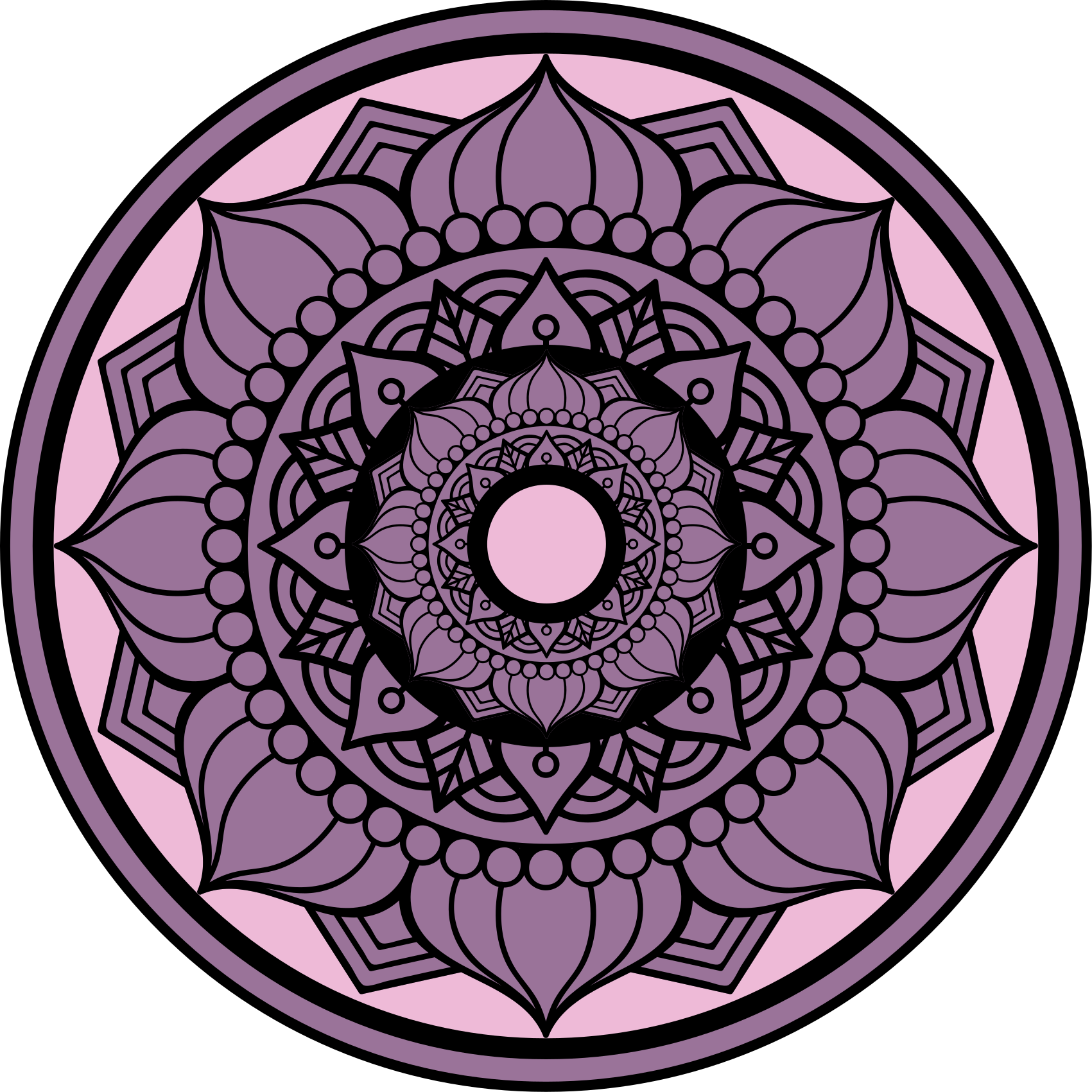Alfombra vinílica mandala Forma de sol fondo rosa - TenVinilo