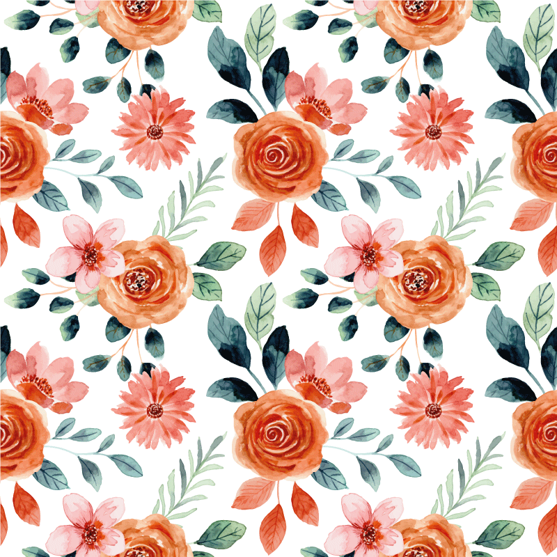 Alfombra vinilo cuadrada Acuarela delicadas flores - TenVinilo