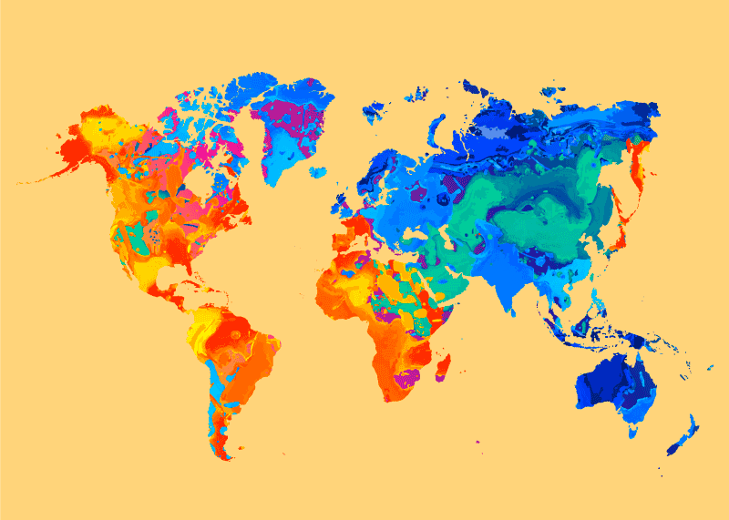 Alfombra vinílica mapamundi mapa mundial brillante - TenVinilo