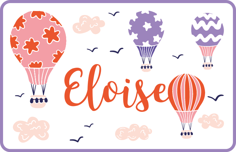 Alfombra vinílica personalizable Globos rosados y morados con nub - TenVinilo