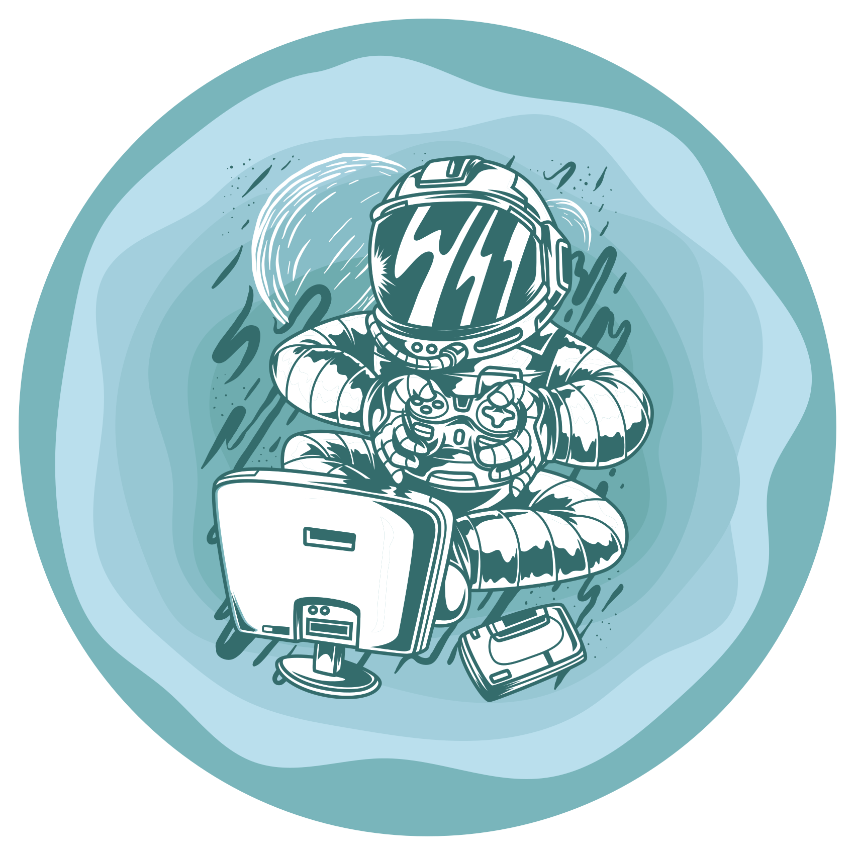 Alfombras vinílicas modernas Consola portátil de dibujos animados - TenVinilo