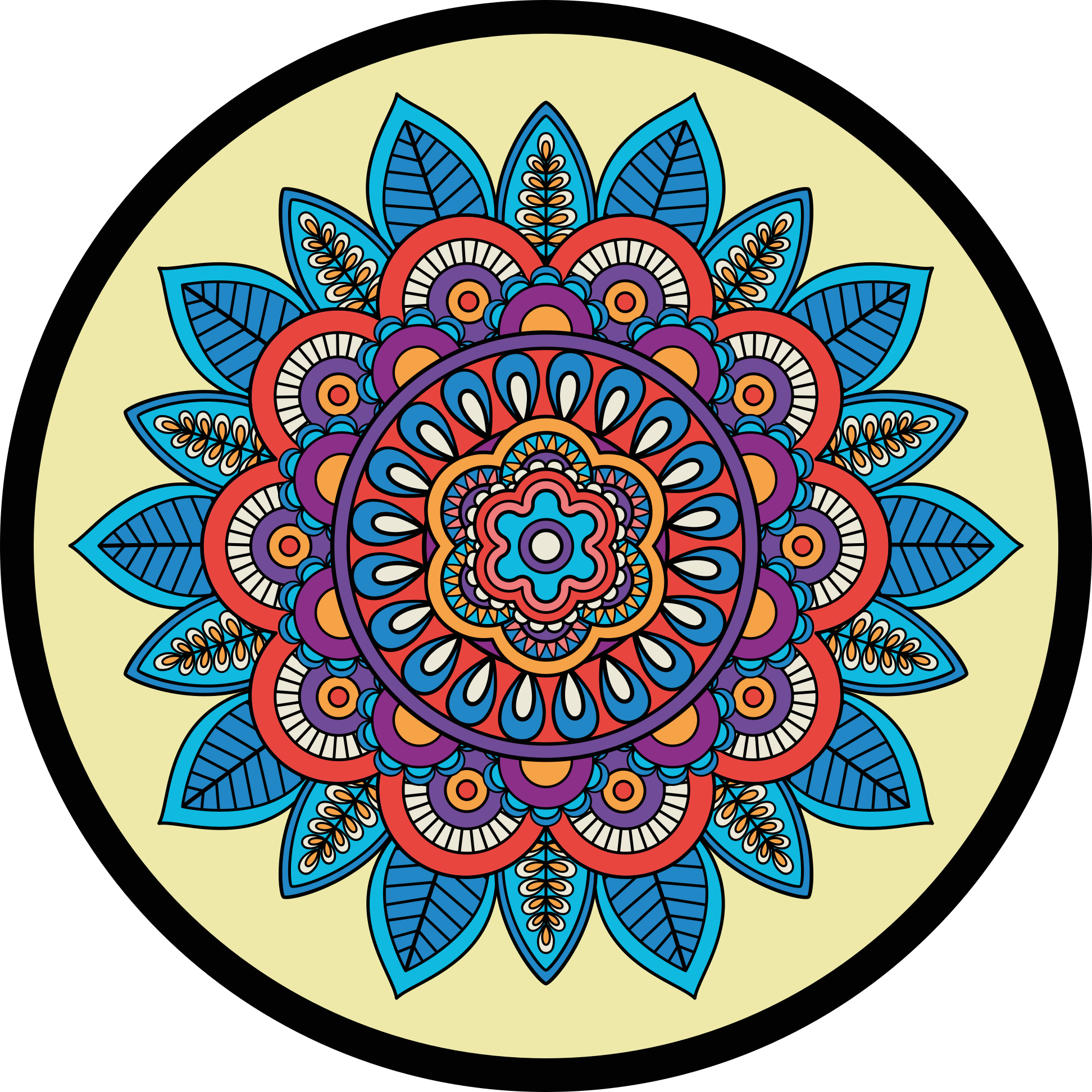Alfombra vinílica mandala Colorido diseño de mandala vintage - TenVinilo