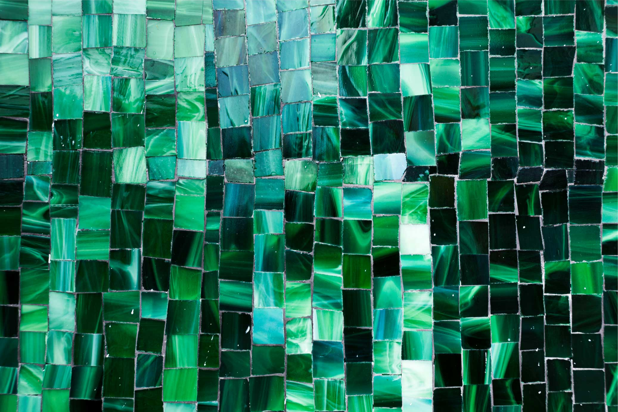 Alfombra vinílica mosaico azulejos verdes - TenVinilo