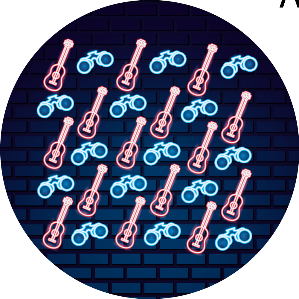 Alfombra vinílica juvenil patrones musicales de neón - TenVinilo