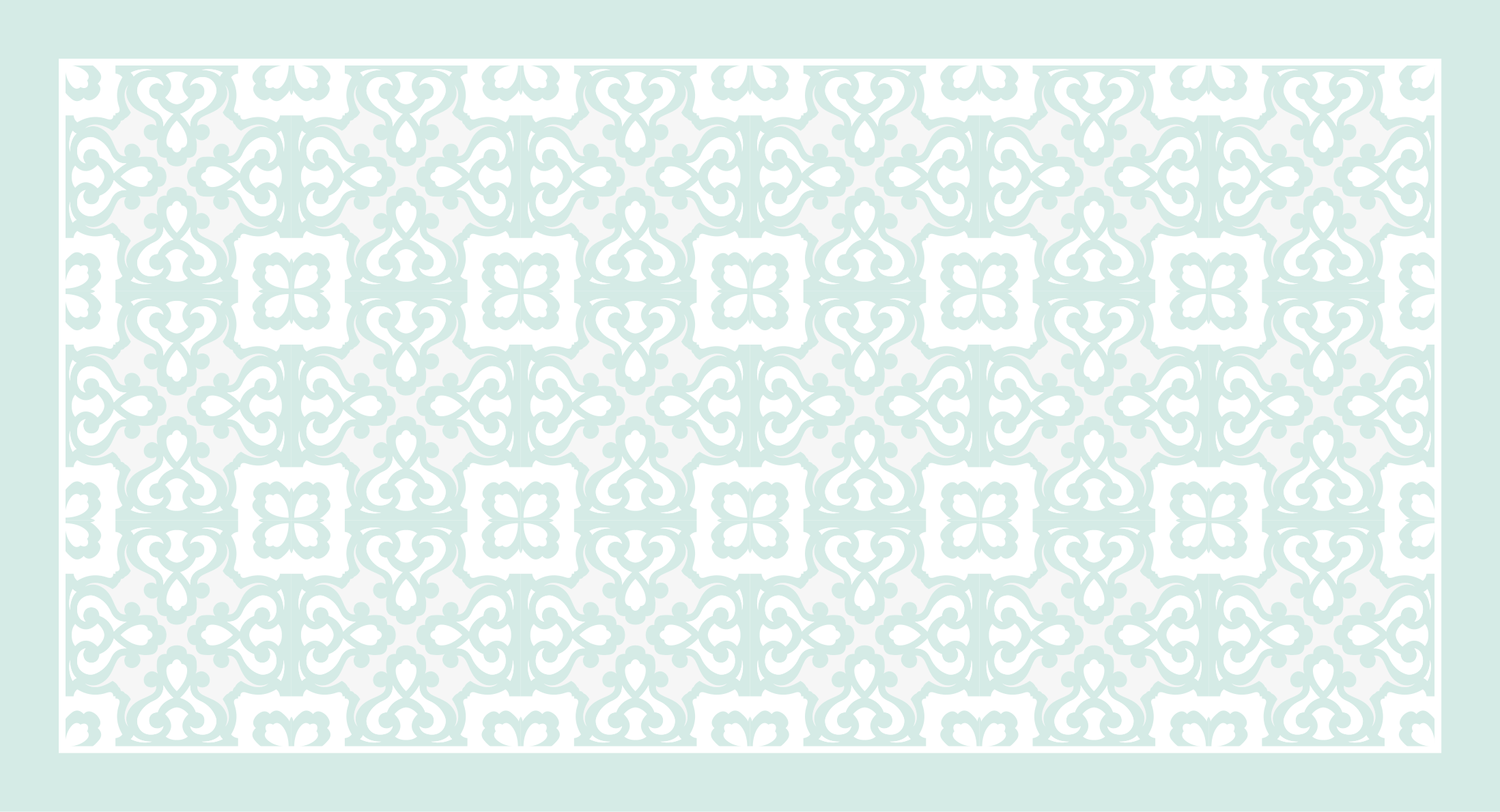 Alfombra vinílica hidráulica Patrón floral vintage aguamarina cla - TenVinilo